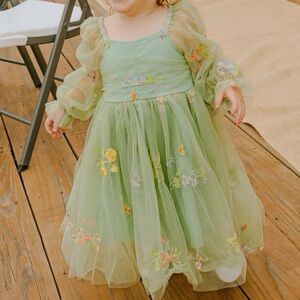 Floral Embroidered Green Dress